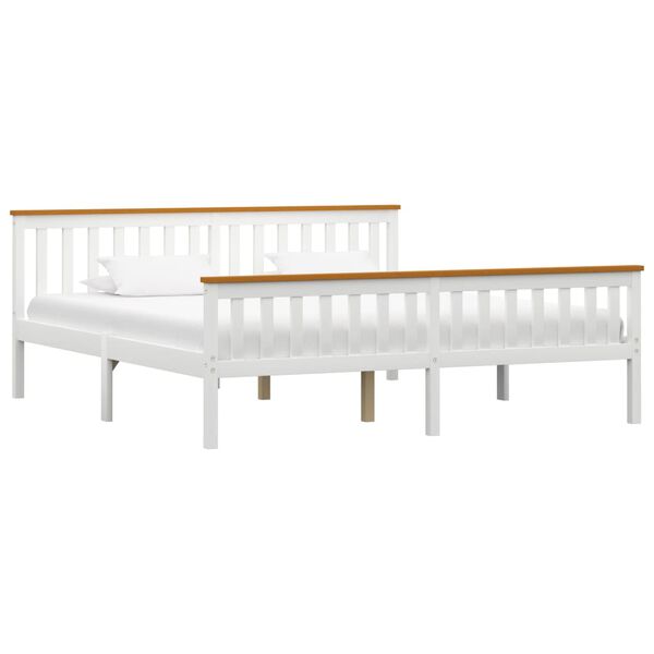 vidaXL Bed Frame without Mattress White Solid Pine Wood 180x200 cm Super King