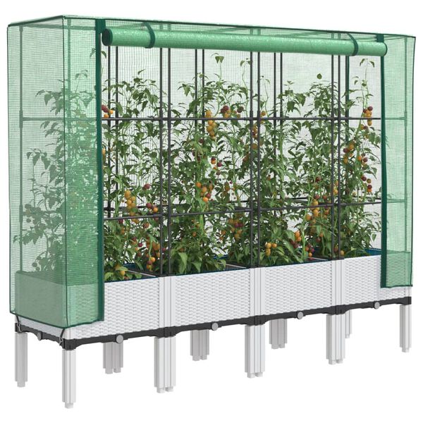 vidaXL Raised Bed with Greenhouse Cover Rattan Look 160x40x140 cm