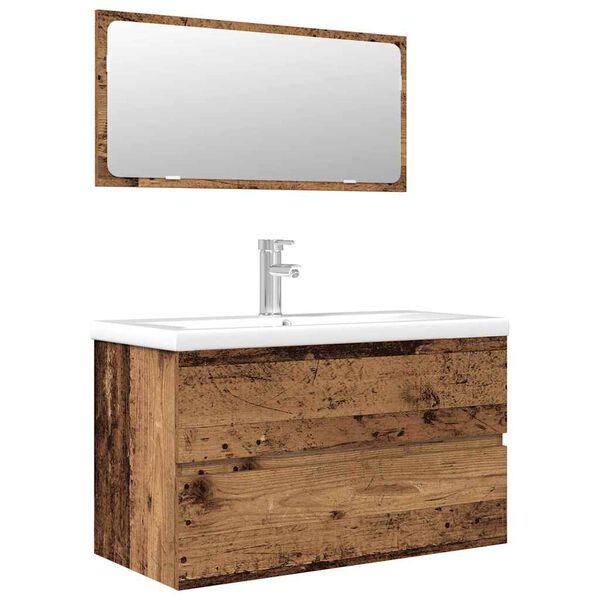 vidaXL 3 Piece Bathroom Furniture Set Old Wood Engineered Wood