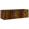 vidaXL 3 Piece TV Wall Cabinets with LED Lights Smoked Oak
