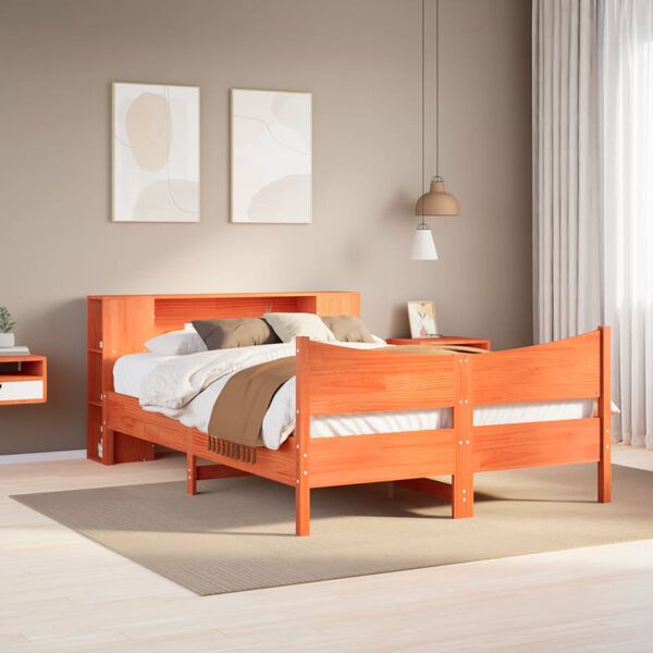 vidaXL Bed Frame without Mattress Wax Brown 140x190 cm Solid Wood Pine