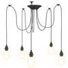 vidaXL Pendant Lamp with 5 Lamp Holders E27 Black Metal