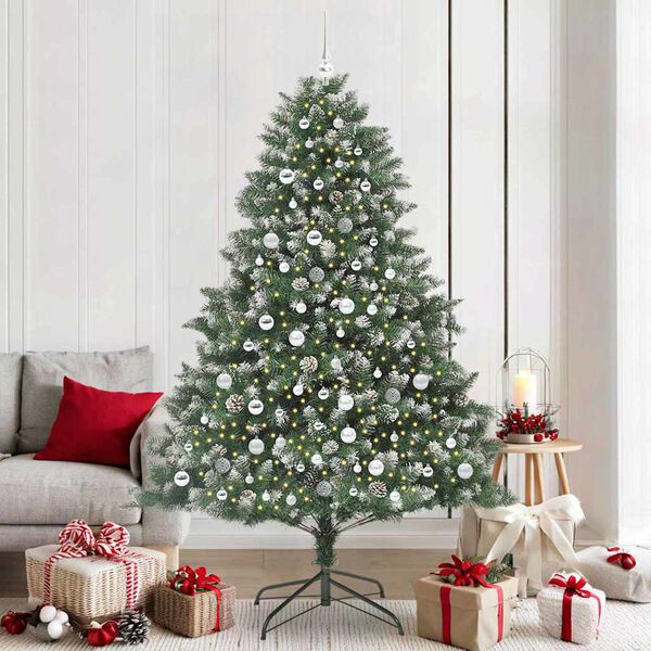 vidaXL Artificial Christmas Tree with 300 LEDs with Stand Green 210 cm