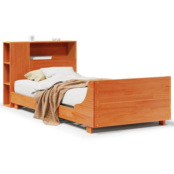 vidaXL Bed Frame without Mattress Wax Brown 75x190 cm Small Single Solid Wood Pine