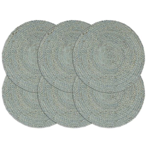 vidaXL Placemats 6 pcs Plain Olive Green 38 cm Round Jute