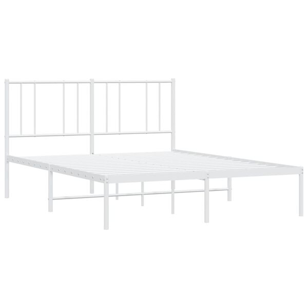 vidaXL Metal Bed Frame without Mattress with Headboard White 120x190cm