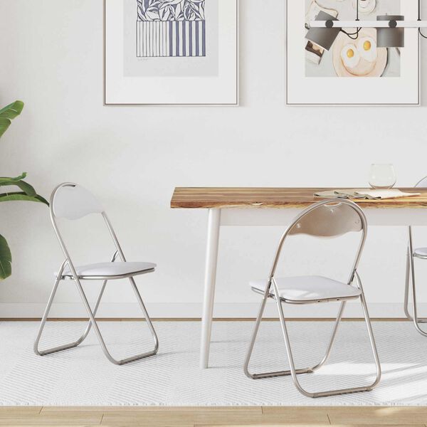 vidaXL Folding Chair 2 pcs White and Grey 48 x 43.5 x 81 cm