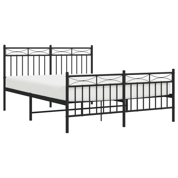 vidaXL Metal Bed Frame without Mattress with Footboard Black 140x190cm