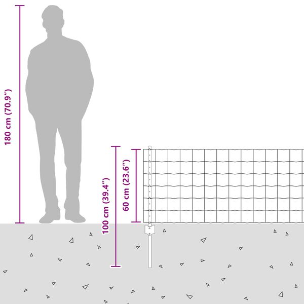 vidaXL Fence with Post Silver 0.6 x 25 m Steel
