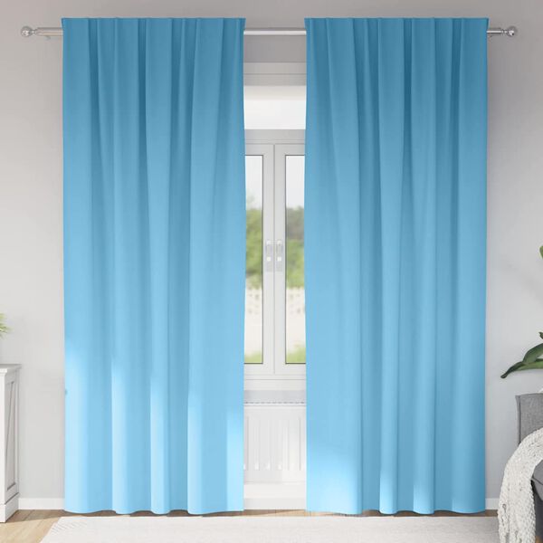 vidaXL Blackout Curtains with Rings 2 pcs Light Blue 260 x 140 cm