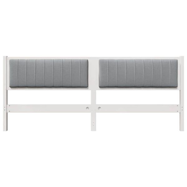 vidaXL Upholstered Headboard White 200 cm Solid Pine Wood