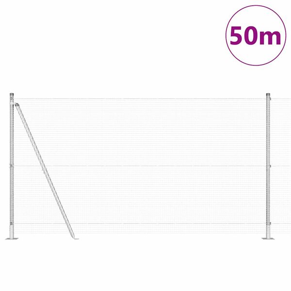 vidaXL Fence Post Silver 50 x 1.2 m (16 x 16 mm mesh) Steel