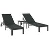 vidaXL Sunbed with Cushion 2-person 3 pcs Black Poly Rattan