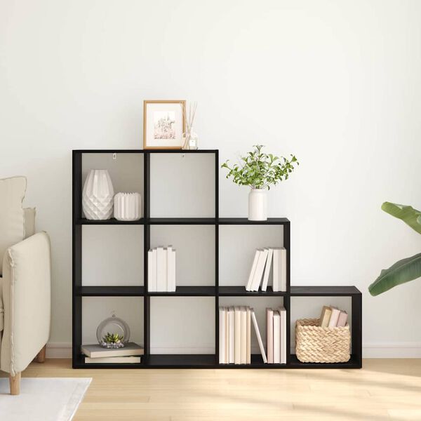 vidaXL Room Divider Bookcase Black Oak 137.5 x 29 x 103.5 cm