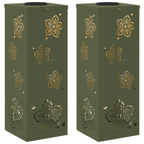 vidaXL Solar LED Pathway Light 2 pcs Olive Green Cold Rolled Steel