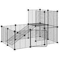 vidaXL 20-Panel Pet Cage with Door Black 35x35 cm Steel