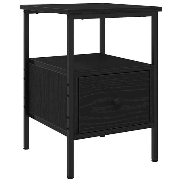 vidaXL Bedside Cabinet Black Oak 34 x 36 x 50 cm Engineered Wood