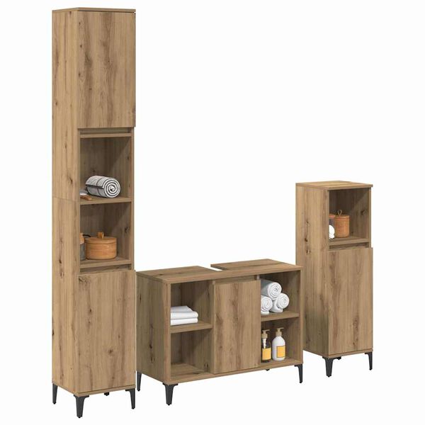 vidaXL Bathroom Furniture Set 3 pcs Artisan Oak Engineered wood