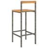 vidaXL Bar Stools 4 pcs Grey Poly Rattan and Solid Wood Acacia