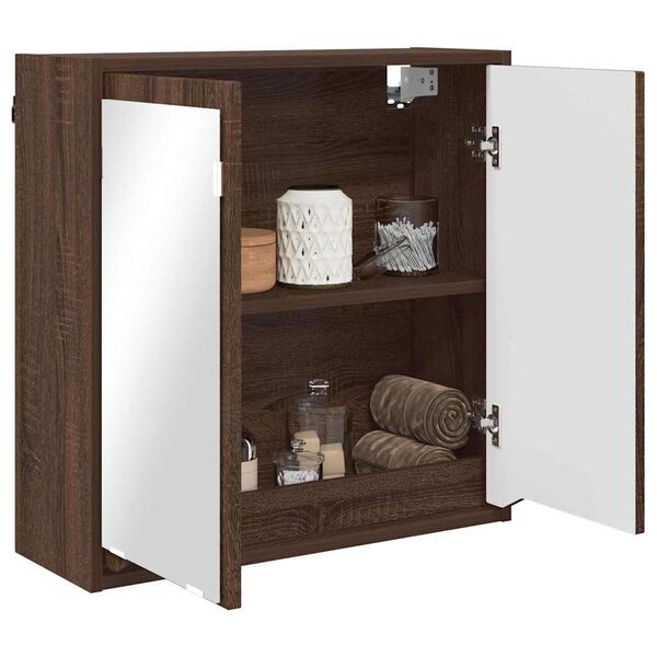 vidaXL Bathroom Mirror Cabinet with Shelf Brown Oak 60 x 20 x 60 cm