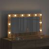 vidaXL Vanity Mirror with LED Strip Lights Sonoma Oak 80 x 45 x 18 cm