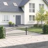 vidaXL Fence Gate with Spear Top with Lock Grey 404 x 75 cm Steel
