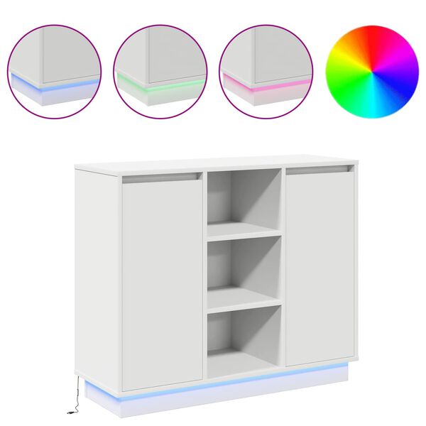 vidaXL LED Sideboard White 90 x 32 x 75 cm Engineered Wood