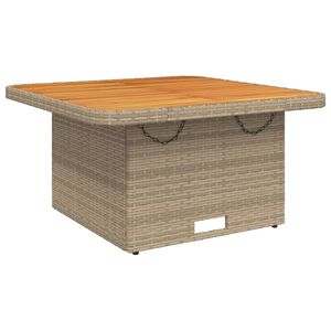 vidaXL Garden Table Beige 80x80x71 cm Poly Rattan and Acacia Wood