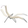 vidaXL Folding Sun Loungers 2 pcs Cream Textilene&Powder-coated Steel