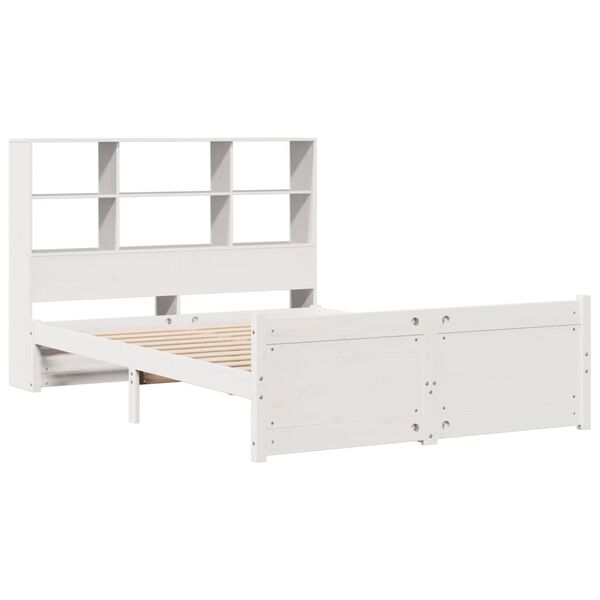 vidaXL Bookcase Bed without Mattress White 140x190cm Solid Wood Pine