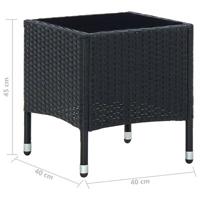 vidaXL Garden Table Black 40x40x45 cm Poly Rattan