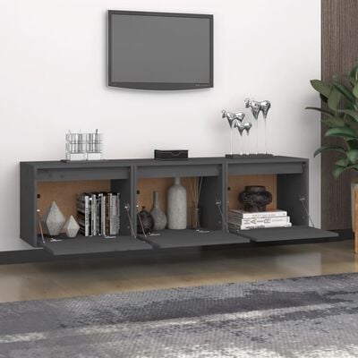 vidaXL TV Cabinets 3 pcs Grey Solid Wood Pine