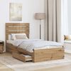 vidaXL Bed Frame with Drawer with Headboard Manual Engineered Wood