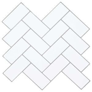 vidaXL Herringbone Tile 20 pcs White Grey 30 x 30 cm