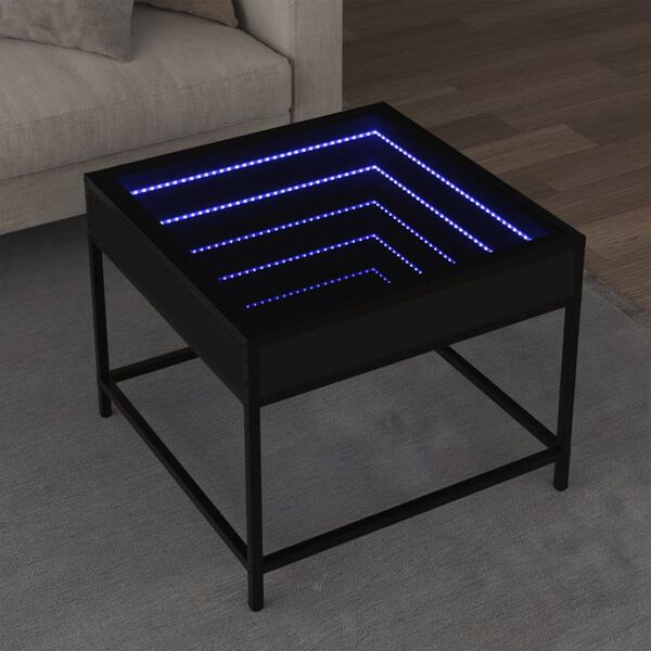 vidaXL Coffee Table with Infinity LED Black 50x50x41 cm