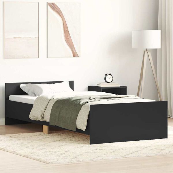 vidaXL Bed Frame without Mattress Black 90x200 cm Engineered Wood