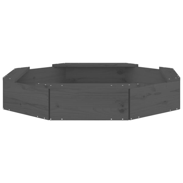vidaXL Sandbox with Seats Grey Octagon Solid Wood Pine