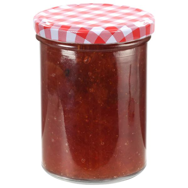 vidaXL Glass Jam Jars with White and Red Lid 48 pcs 400 ml