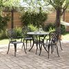 vidaXL Garden Dining Set 5 pcs Black 90 x 90 x 75 cm Cast Aluminium