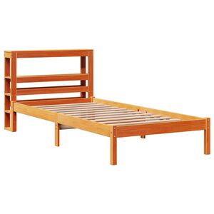 vidaXL Bed Frame with Headboard without Mattress Wax Brown 100x200 cm