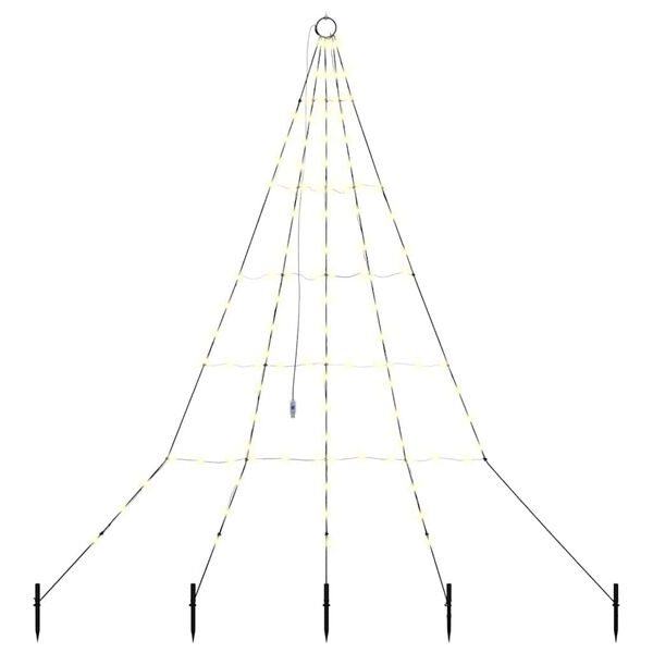 vidaXL LED Christmas Tree with Ground Spikes Warm White 180 cm Metal