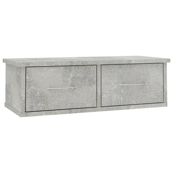 vidaXL Wall-mounted Drawer Shelf Concrete Grey 60x26x18.5 cm Engineered Wood