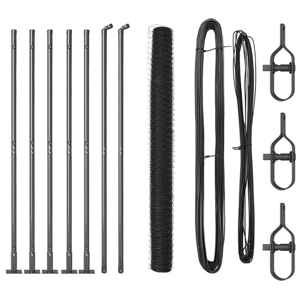 vidaXL Fence Post Grey 10 x 1.4 m (36 mm mesh) Steel and PVC