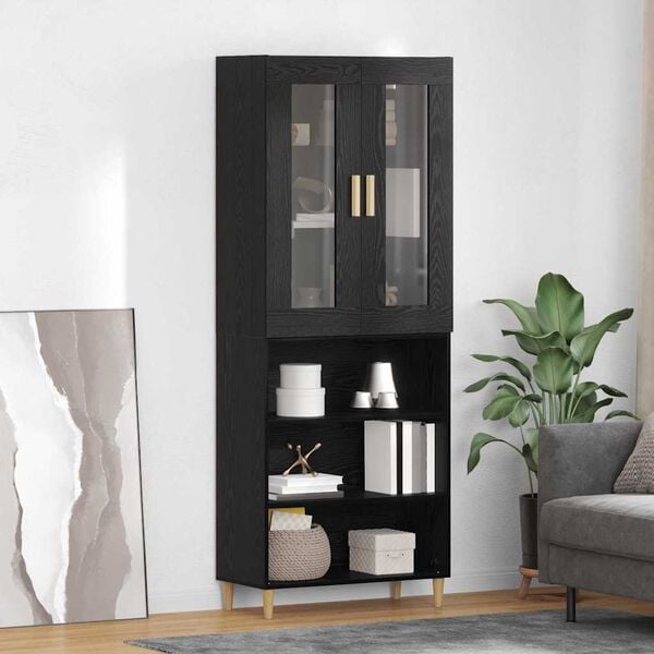 vidaXL Highboard Black Oak 69.5 x 34 x 180 cm
