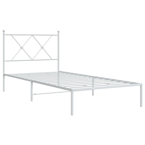 vidaXL Metal Bed Frame without Mattress with Headboard White 90x190cm