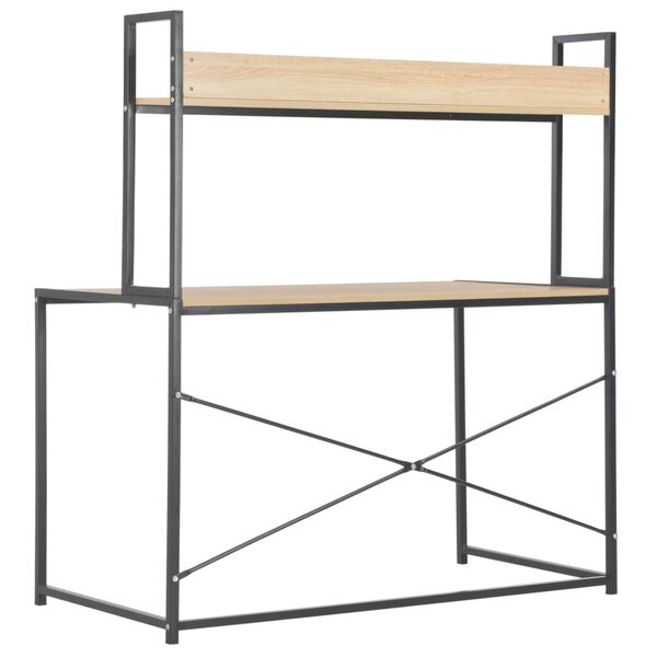 vidaXL Computer Desk Black and Oak 120x60x138 cm