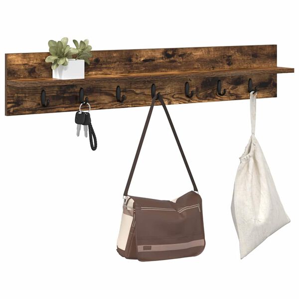 vidaXL Wall-Mounted Coat Rack Smoked Oak 100 x 10.5 x 18 cm