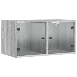 vidaXL Wall Cabinet with Glass Doors Grey Sonoma 68.5x37x35 cm