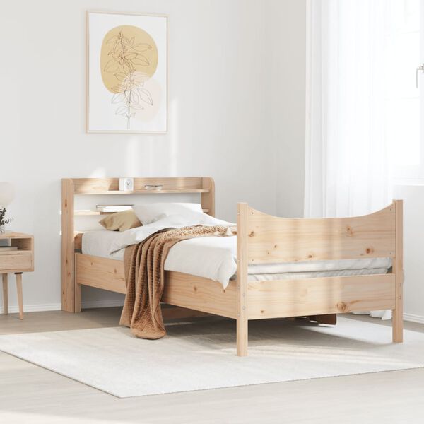vidaXL Bed Frame with Headboard 100x200 cm Solid Wood Pine