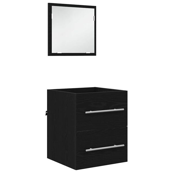 vidaXL Bathroom Furniture Set with Drawer Black 41 x 38.5 x 48 cm
